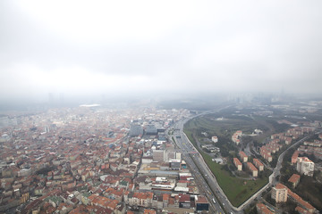 Beautiful view on a city from a rooftop