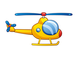 Yellow helicopter isolated.