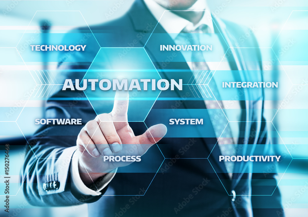 Poster automation software technology process system business concept