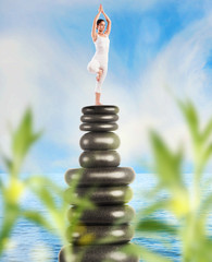 Yoga and meditation on stones