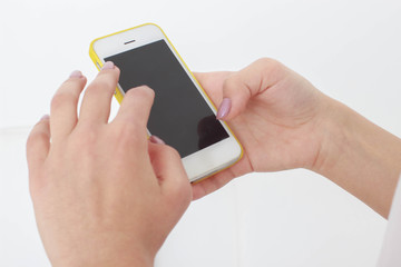 Woman holding smartphone