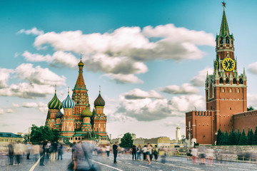 Saint Basil's Cathedral and Spasskaya tower in Red Square, Moscow