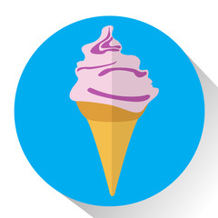 Isolated ice cream on a colored button, Vector illustration