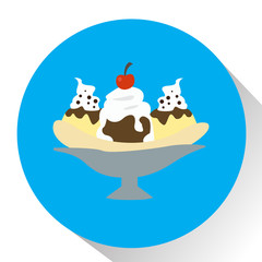 Isolated ice cream on a colored button, Vector illustration