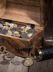 Treasure Chest with Old Coins