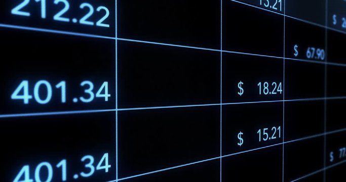 Futuristic computer business expense report on screen ticking away budget - Angle 2