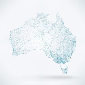 Abstract Telecommunication Network Map - Australia