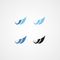 simple double wave logo icon with various color