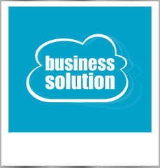 business solution word business concept, photo frame isolated on white