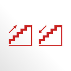 up and down stairs sign icon with elegant red color