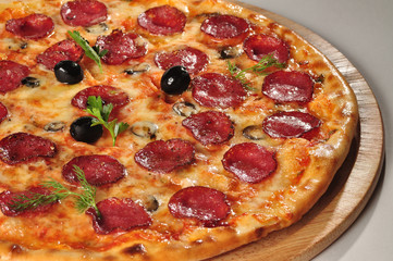 Pepperoni pizza closeup