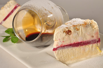 ice-cream cake with syrup