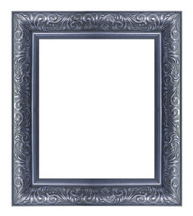 blue vintage picture and photo frame isolated on white background