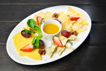 Assorted cheese on a plate