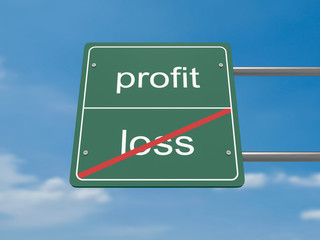 Business Concept Road Sign: Profit And Loss, 3d illustration