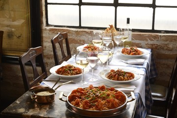 Table set with Pasta