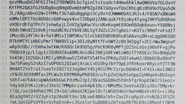 Scrolling through an encrypted document on a computer screen