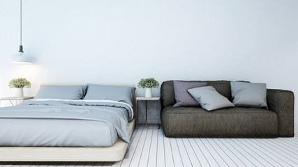 bedroom in  hotel or apartment - 3D Rendering