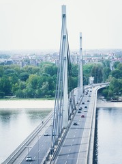 Cars driving on Liberty bridge in Novi Sad, Serbia