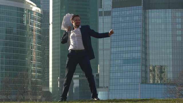 The happiness of a young businessman