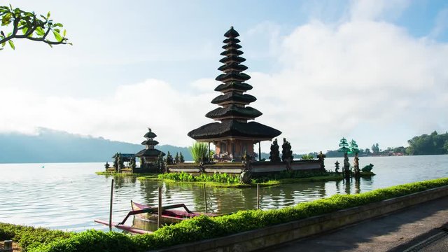 4K Hyperlapse Movie Sunrise of Pura Ulun Danu Bratan Temple, Bali, Indonesia. Timelapse of Pura Ulun Danu Bratan Temple, Bali, Indonesia.