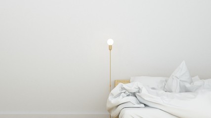 Fototapeta na wymiar The interior Bedroom space minimal design in apartment - 3D Rendering