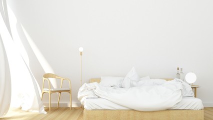 The interior Bedroom space minimal design in apartment - 3D Rendering