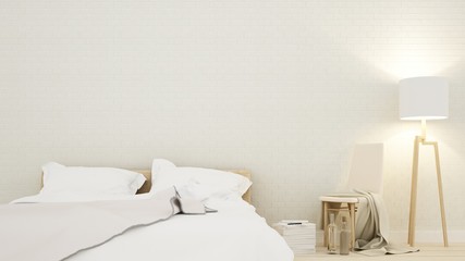 The interior Bedroom, space minimal design in apartment - 3D Rendering