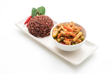 Panaeng Curry with pork and berry rice