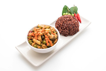 Panaeng Curry with pork and berry rice