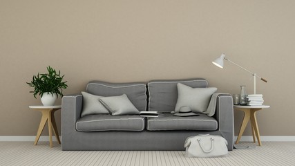 The interior living minimal space in apartment - 3D Rendering