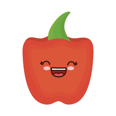 kawaii pepper vegetable icon over white background. vector illustration