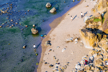 Aerial view of a quiet idyllic beach