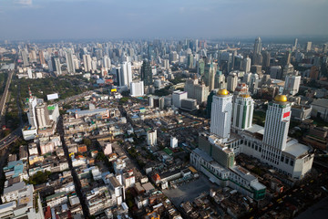 Fototapeta premium Bangkok Skyline, aerial view of capital in Thailand.