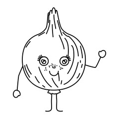 black silhouette of onion cartoon vector illustration