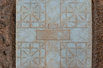 Third base on baseball field with clay