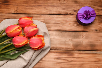 Red and yellow tulips