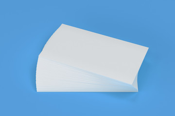 White blank business cards mock-up on blue background