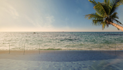 Swimming pool waters outdoor beach coastline with blue ocean