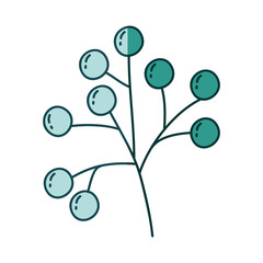 watercolor silhouette of stem with seeds on aquamarine vector illustration