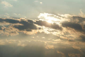 Obraz premium Evening sky with nimbus cloud at sunset and twilight time.