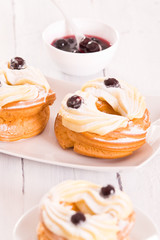 Zeppole with pastry cream.