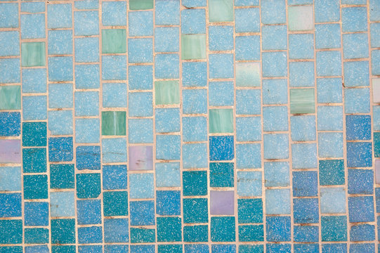 blue mosaic tiles texture with white filling