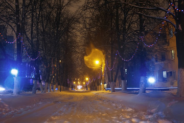 Fototapeta na wymiar Lights in the park at night