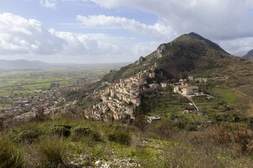 aerial view of mountain village pietravairano