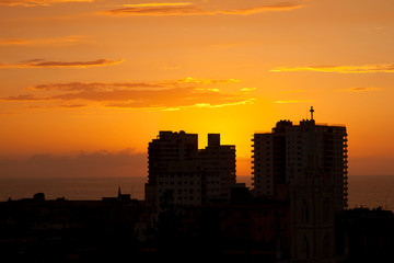 Part of the Havana skyline at sunset, Cuba
