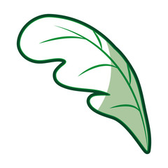 green silhouette of leaf side view of beet with thick contour vector illustration