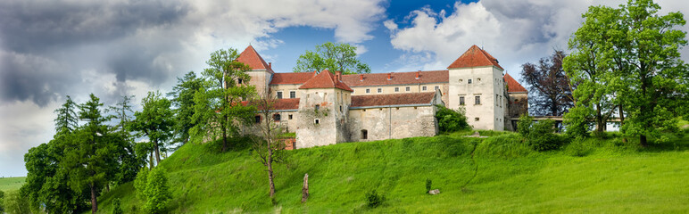 Fototapeta na wymiar Panorama of the Svirzh Castle in Lviv region, Ukraine