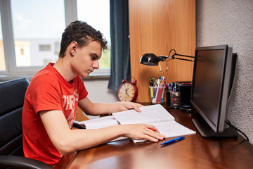 Teenage student doing homework