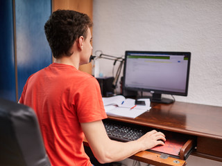 Teenage student doing homework